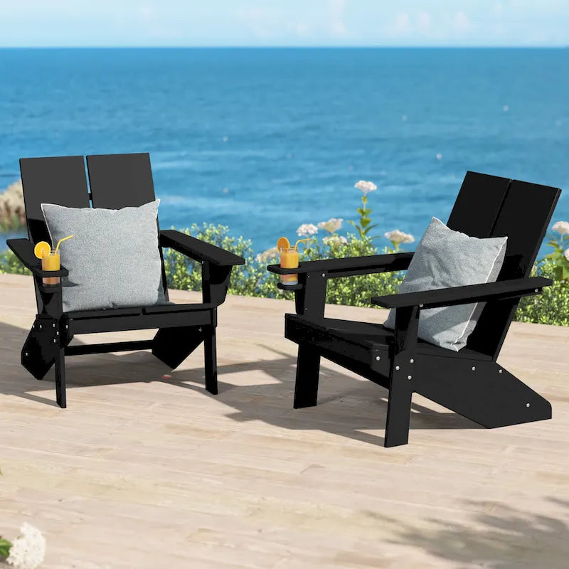 Chaise Adirondack moderne Polytrends Coastin en polymère (lot de 2), noire