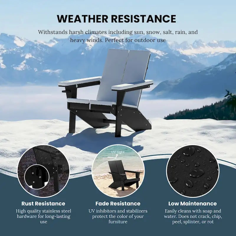 Chaise Adirondack moderne Polytrends Coastin en polymère (lot de 2), noire