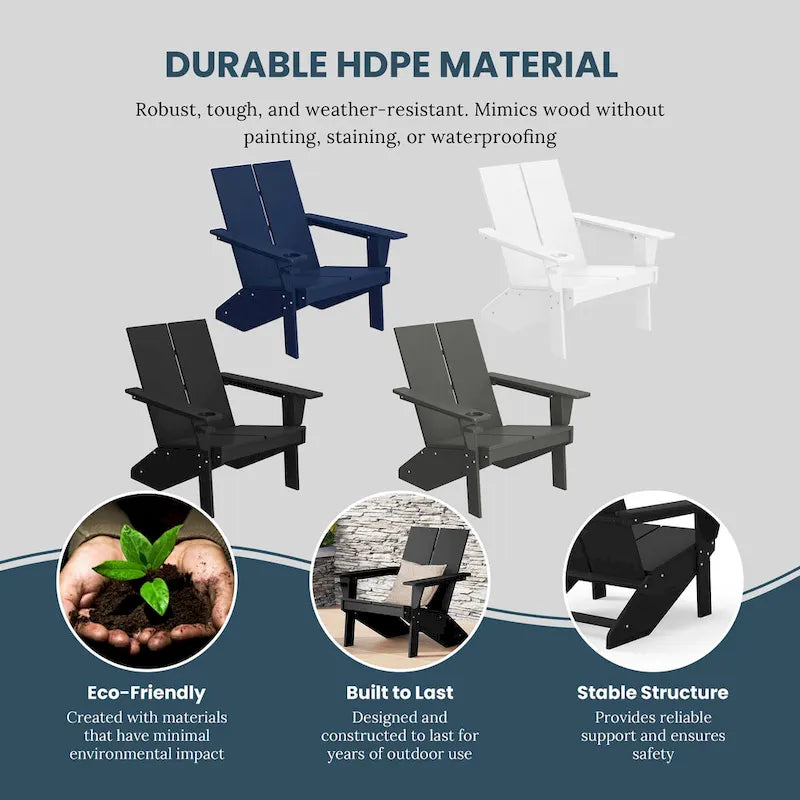 Chaise Adirondack moderne Polytrends Coastin en polymère (lot de 2), noire