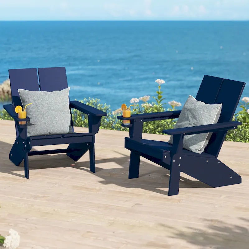 Chaise Adirondack moderne Polytrends Coastin en polymère (lot de 2), noire