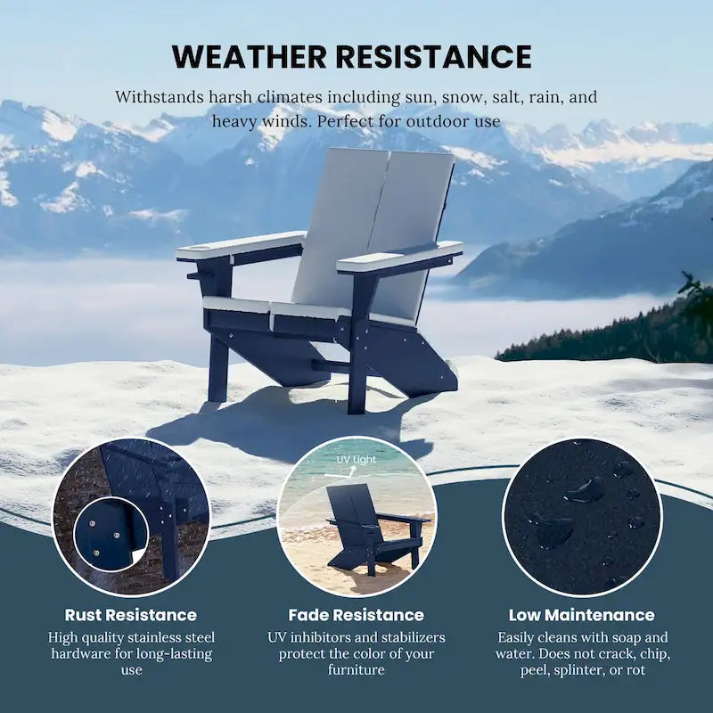 Chaise Adirondack moderne Polytrends Coastin en polymère (lot de 2), noire