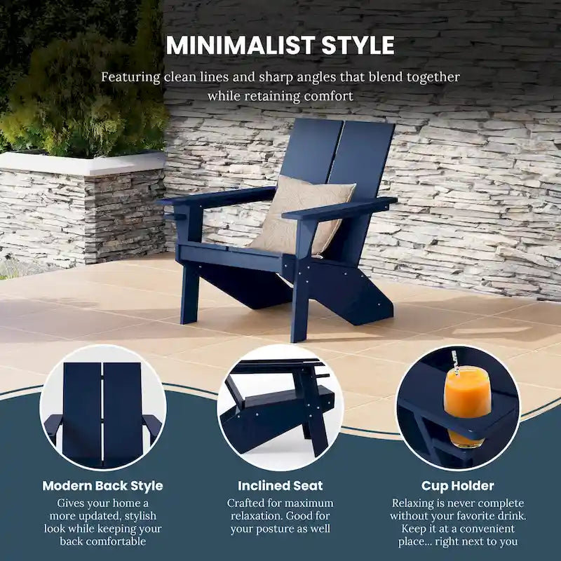 Chaise Adirondack moderne Polytrends Coastin en polymère (lot de 2), noire