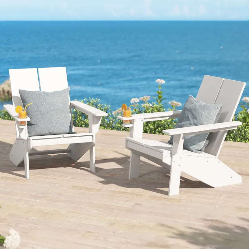 Chaise Adirondack moderne Polytrends Coastin en polymère (lot de 2), noire