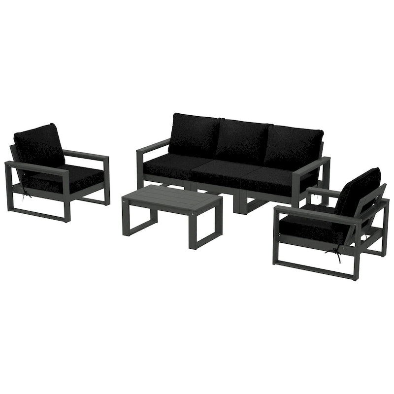 Ensemble de sectionnel profond 6 pièces pour patio Polytrends Endless avec cadre gris