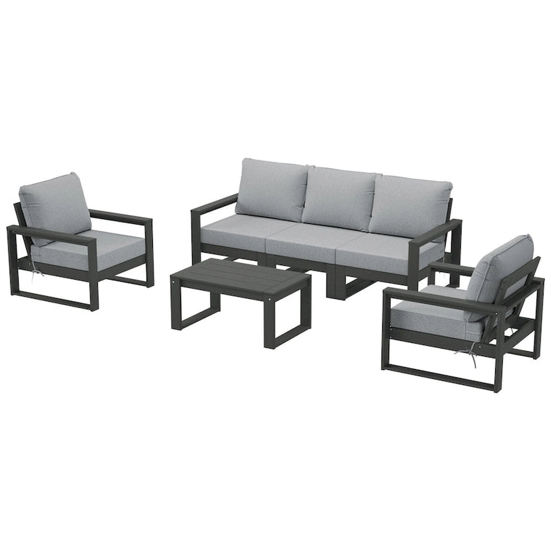 Polytrends Endless Patio Sectional 6-Piece Deep Seating Set with Gray Frame