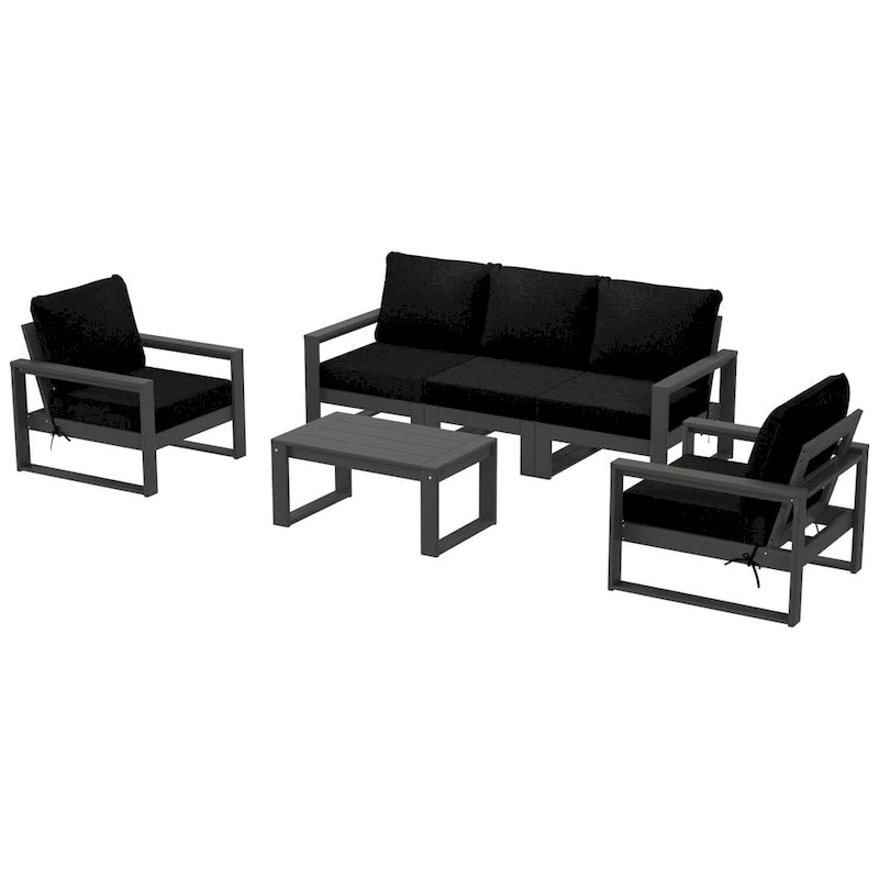 Ensemble de sectionnel profond 6 pièces pour patio Polytrends Endless avec cadre gris
