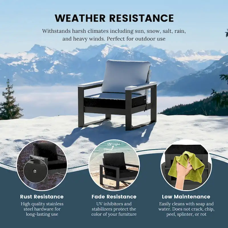Ensemble de sectionnel profond 6 pièces pour patio Polytrends Endless avec cadre gris