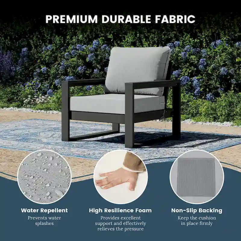 Ensemble de sectionnel profond 6 pièces pour patio Polytrends Endless avec cadre gris