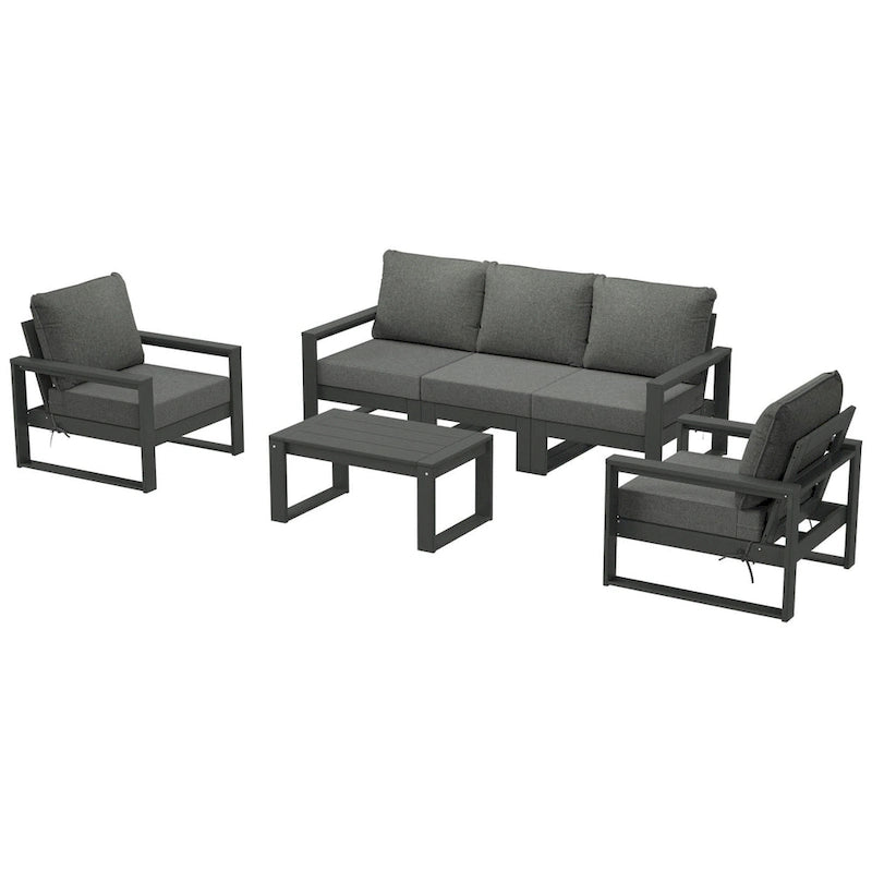 Ensemble de sectionnel profond 6 pièces pour patio Polytrends Endless avec cadre gris