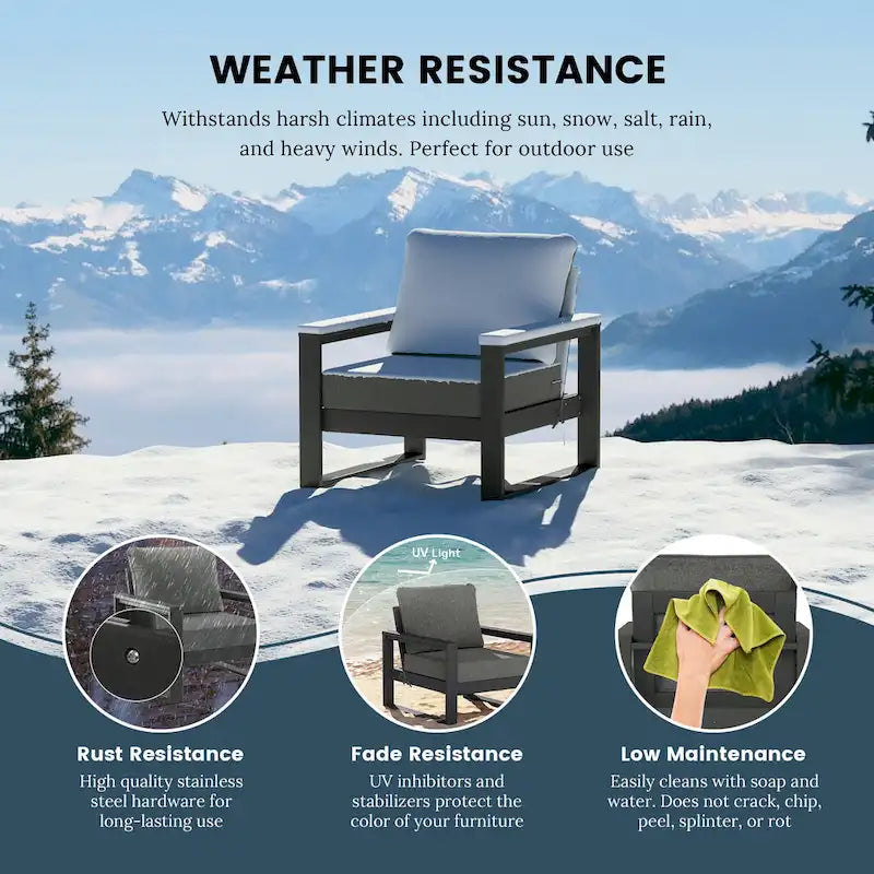 Ensemble de sectionnel profond 6 pièces pour patio Polytrends Endless avec cadre gris