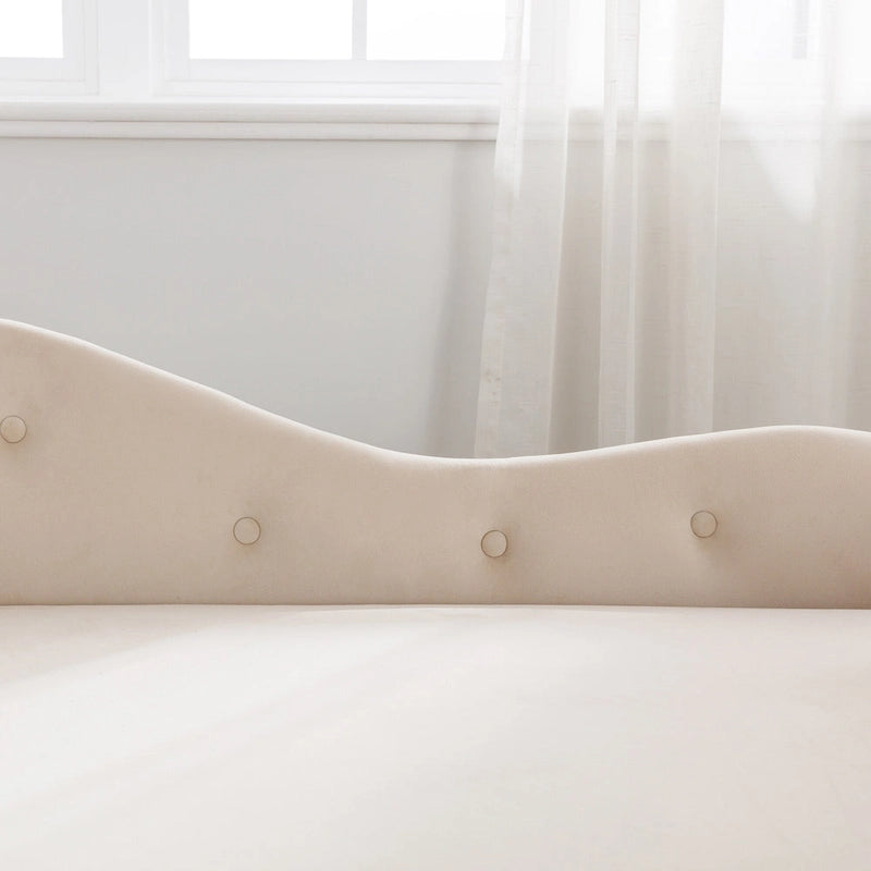 Chaise longue de rangement en velours avec accoudoir roulé en tissu moderne