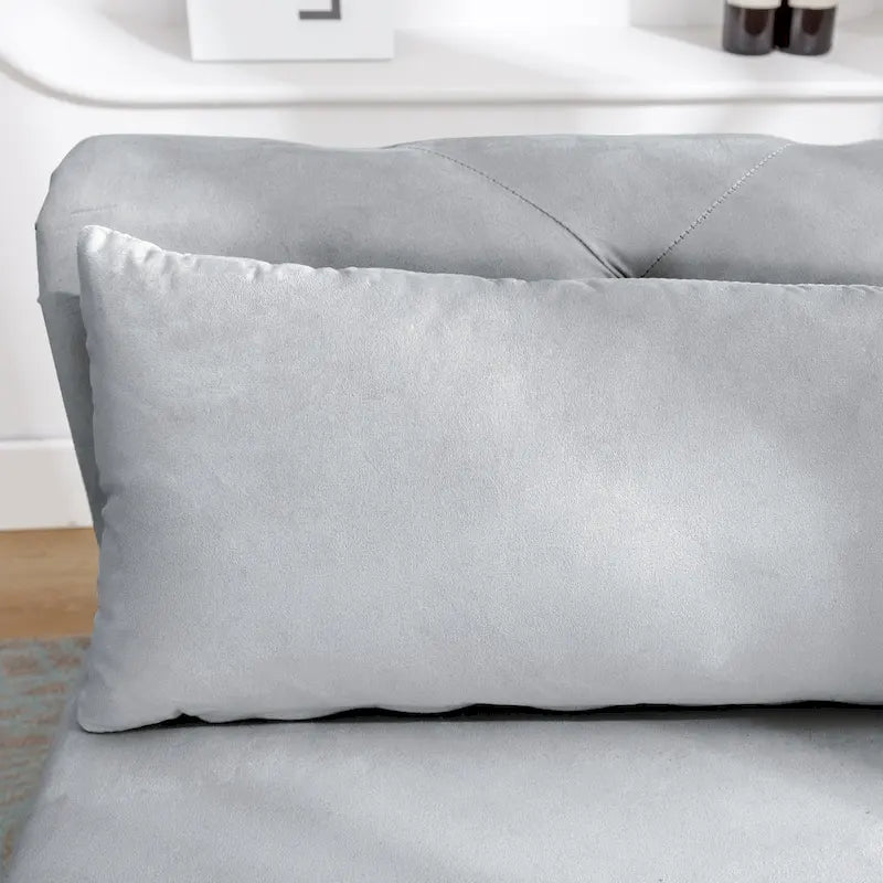 Chaise longue de rangement en velours avec accoudoir roulé en tissu moderne