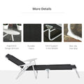 Chaise longue pliante, chaise longue de bronzage extérieur, dossier inclinable 4 positions, accoudoirs