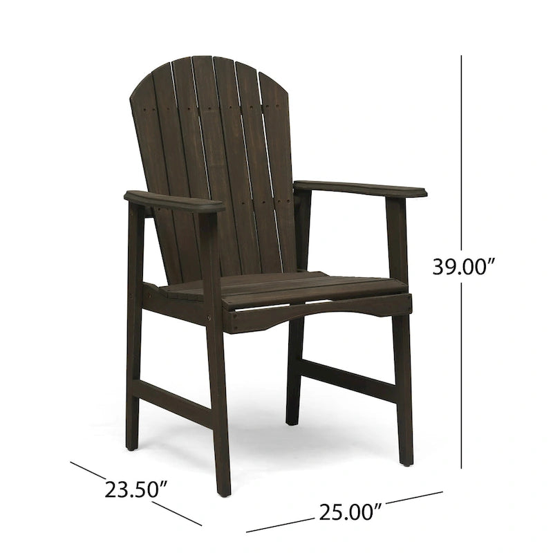 Chaises de salle à manger Adirondack d'extérieur en bois (lot de 2)