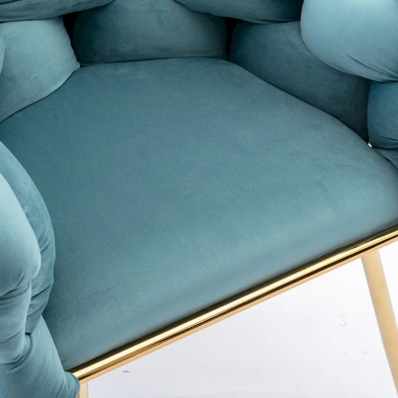 Fauteuil de chambre moderne en velours de luxe, tabouret de coiffeuse.