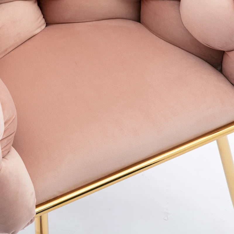 Fauteuil de chambre moderne en velours de luxe, tabouret de coiffeuse.