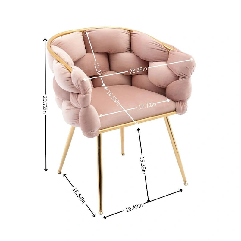 Fauteuil de chambre moderne en velours de luxe, tabouret de coiffeuse.