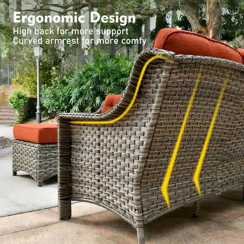 Ensemble de meubles de patio en osier XIZZI 6 pièces avec table foyer