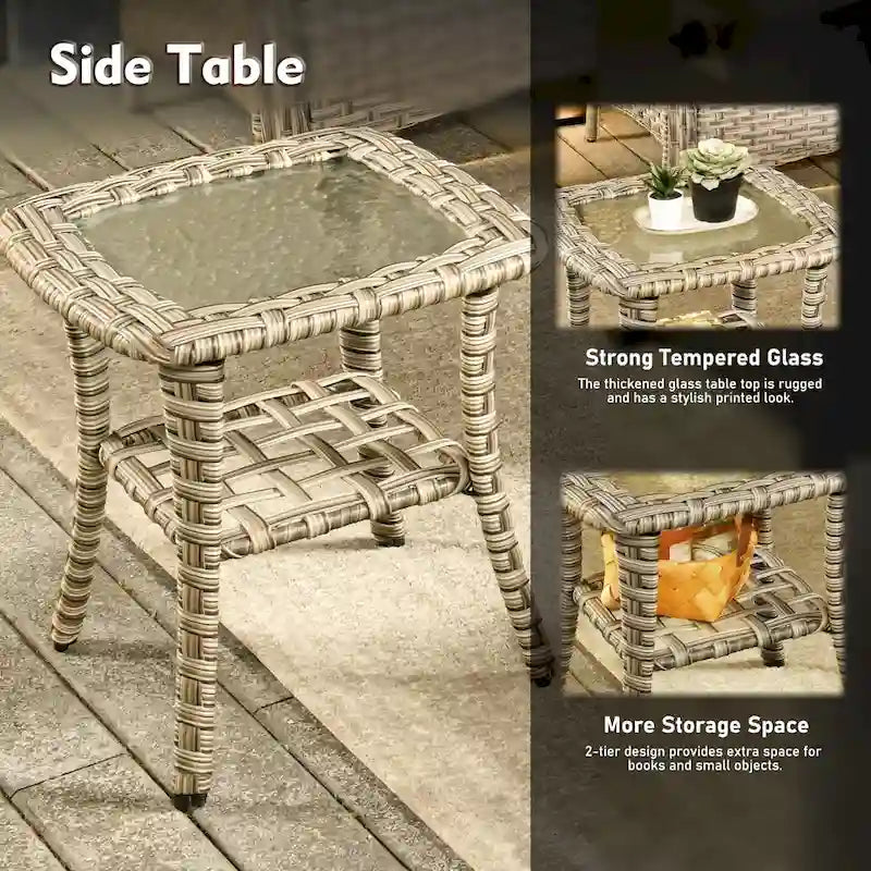 Ensemble de meubles de patio en osier XIZZI 6 pièces avec table foyer