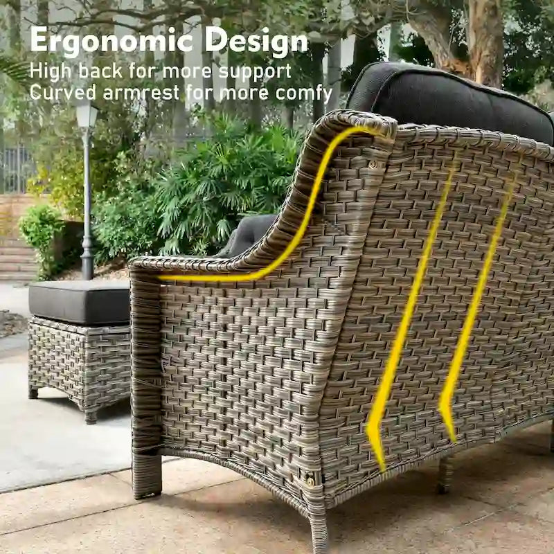 Ensemble de meubles de patio en osier XIZZI 6 pièces avec table foyer
