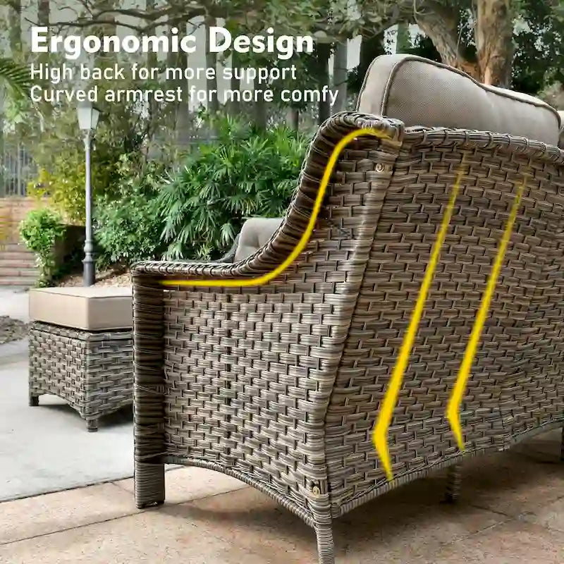 Ensemble de meubles de patio en osier XIZZI 6 pièces avec table foyer