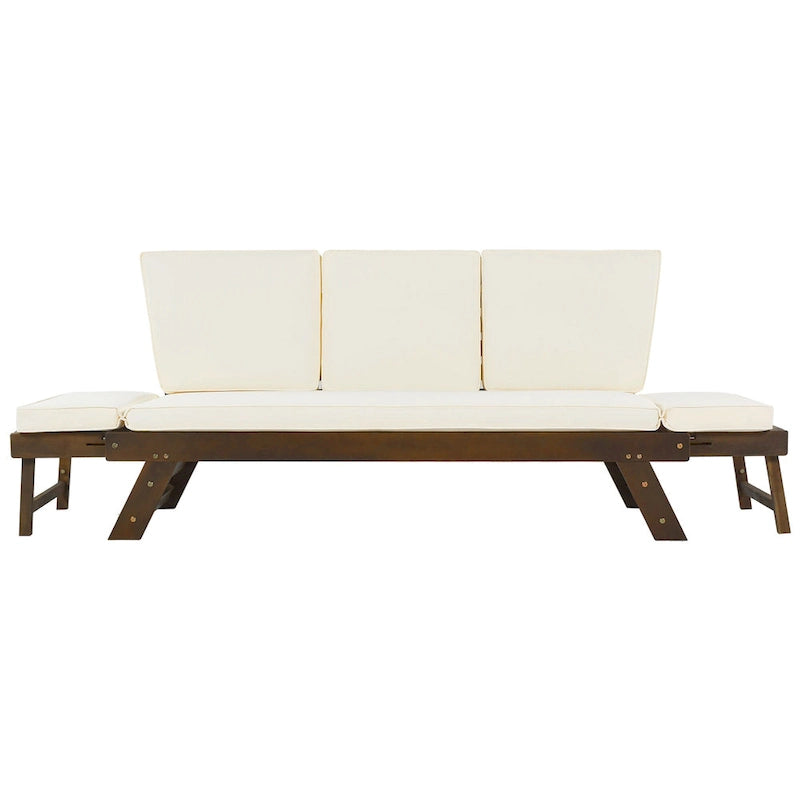 Canapé-lit de jardin réglable en bois avec coussins