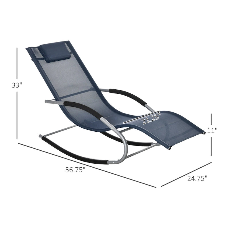 Chaise longue à bascule Outsunny Zero Gravity pour l'extérieur, fauteuil inclinable à bascule avec coussin amovible