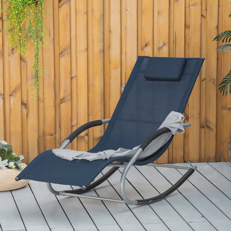 Chaise longue à bascule Outsunny Zero Gravity pour l'extérieur, fauteuil inclinable à bascule avec coussin amovible