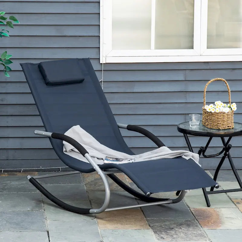 Chaise longue à bascule Outsunny Zero Gravity pour l'extérieur, fauteuil inclinable à bascule avec coussin amovible