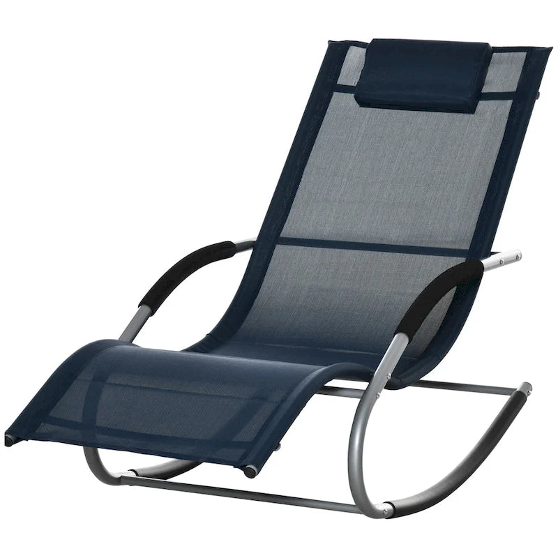 Chaise longue à bascule Outsunny Zero Gravity pour l'extérieur, fauteuil inclinable à bascule avec coussin amovible