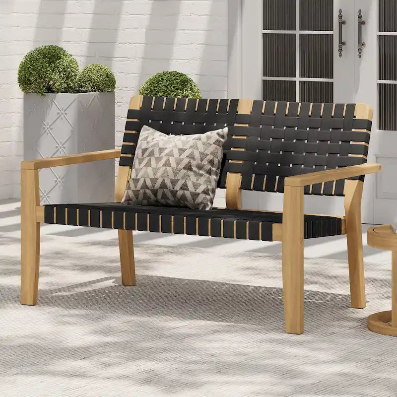 Christopher Knight Home - Causeuse d'extérieur en bois d'acacia Hilary avec corde tressée, canapé 2 places