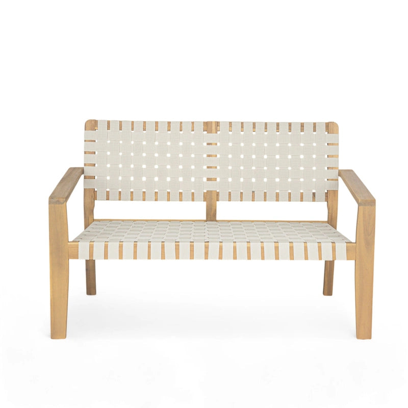 Christopher Knight Home - Causeuse d'extérieur en bois d'acacia Hilary avec corde tressée, canapé 2 places