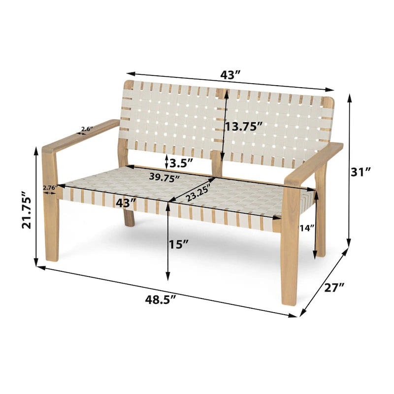 Christopher Knight Home - Causeuse d'extérieur en bois d'acacia Hilary avec corde tressée, canapé 2 places