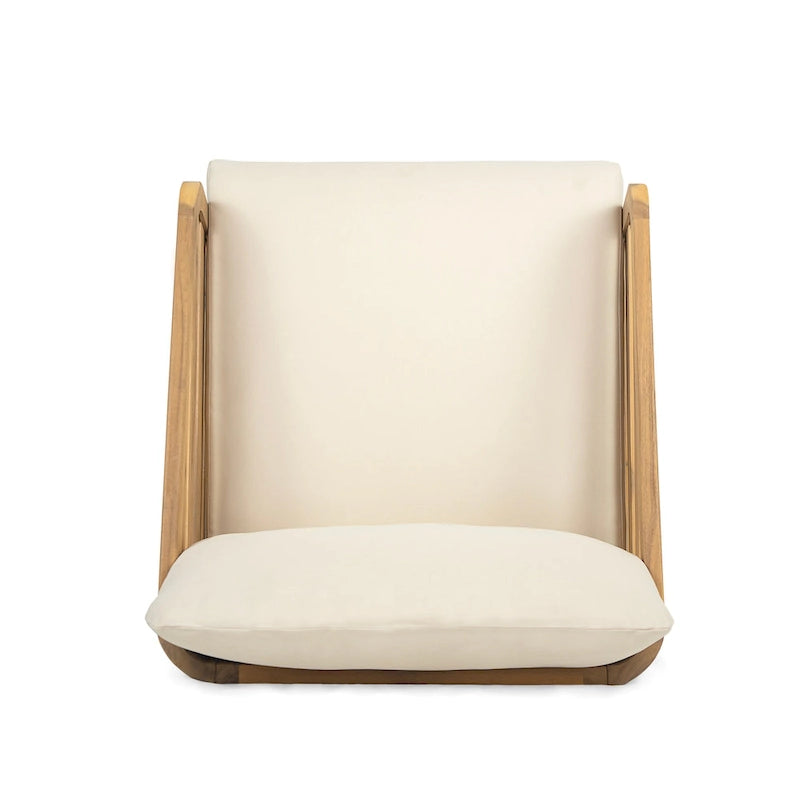 Fauteuil de club en bois et textilène Lenrn avec cadre en acacia et coussins résistants à l'eau par Christopher Knight Home