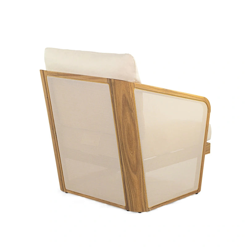 Fauteuil de club en bois et textilène Lenrn avec cadre en acacia et coussins résistants à l'eau par Christopher Knight Home