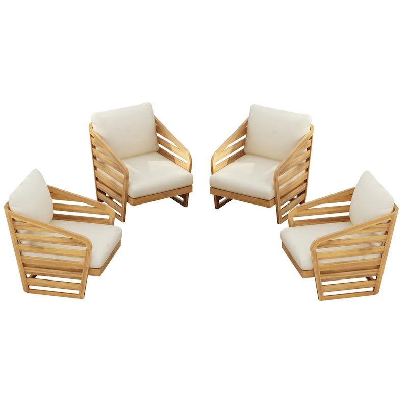 Fauteuil de club en bois et textilène Lenrn avec cadre en acacia et coussins résistants à l'eau par Christopher Knight Home