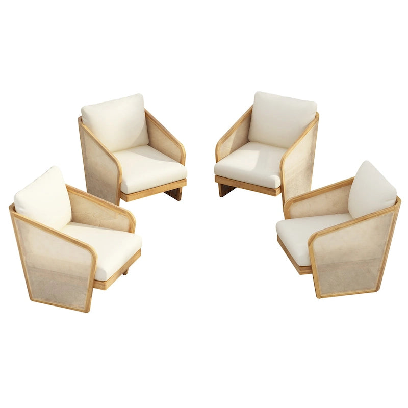 Fauteuil de club en bois et textilène Lenrn avec cadre en acacia et coussins résistants à l'eau par Christopher Knight Home
