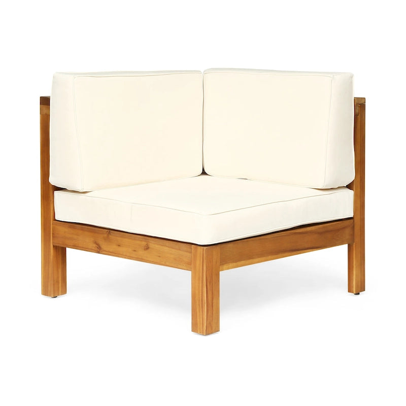 Ensemble de canapé d'angle en acacia Oana Outdoor 5 places en forme de V de style milieu du siècle avec fauteuil club par Christopher Knight Home