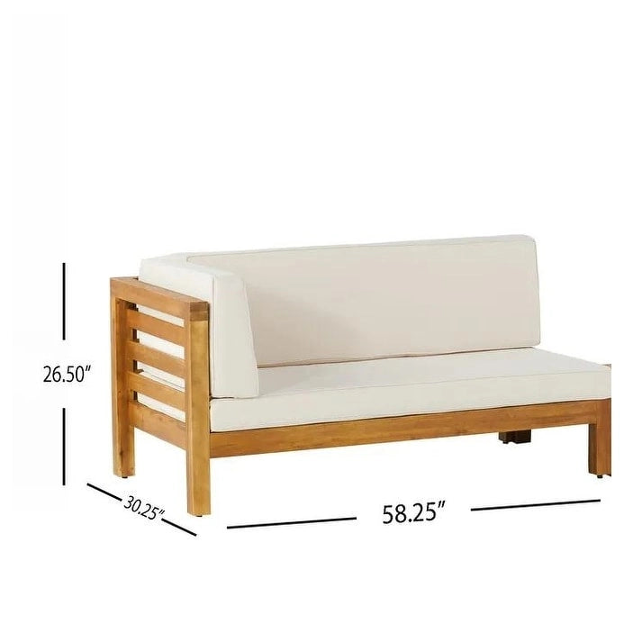 Ensemble de canapé d'angle en acacia Oana Outdoor 5 places en forme de V de style milieu du siècle avec fauteuil club par Christopher Knight Home