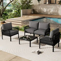 Christopher Knight Home - Ensemble de patio extérieur Ashton 4 pièces avec sièges profonds modulaires et table basse, conception résistante aux intempéries