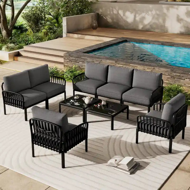 Christopher Knight Home - Ensemble de patio extérieur Ashton 4 pièces avec sièges profonds modulaires et table basse, conception résistante aux intempéries