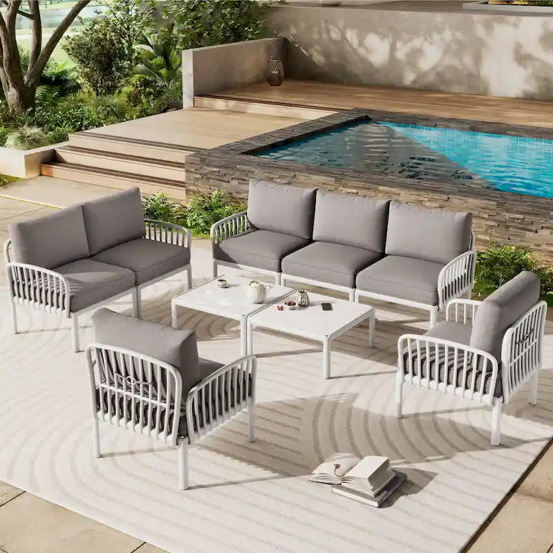 Christopher Knight Home - Ensemble de patio extérieur Ashton 4 pièces avec sièges profonds modulaires et table basse, conception résistante aux intempéries