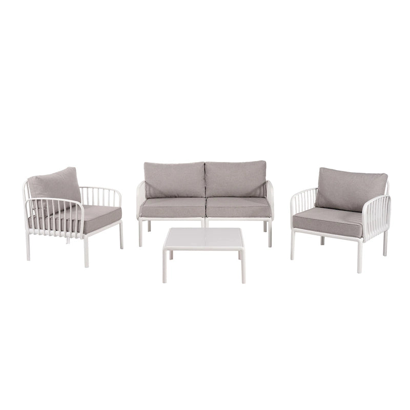 Christopher Knight Home - Ensemble de patio extérieur Ashton 4 pièces avec sièges profonds modulaires et table basse, conception résistante aux intempéries
