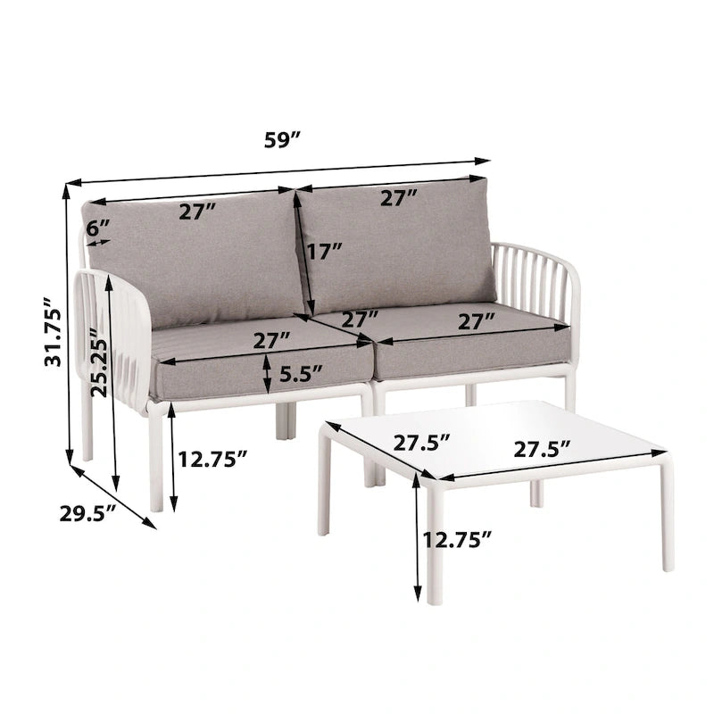 Christopher Knight Home - Ensemble de patio extérieur Ashton 4 pièces avec sièges profonds modulaires et table basse, conception résistante aux intempéries