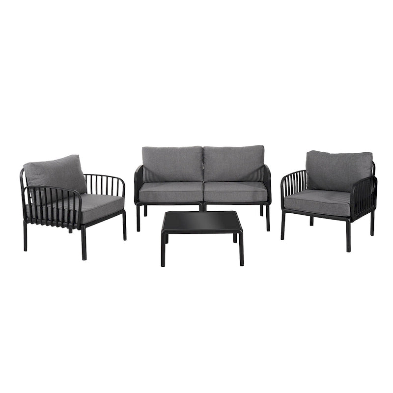 Christopher Knight Home - Ensemble de patio extérieur Ashton 4 pièces avec sièges profonds modulaires et table basse, conception résistante aux intempéries