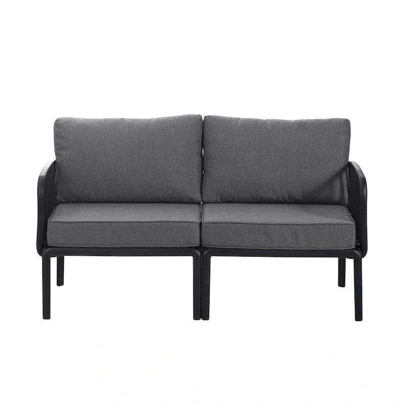 Christopher Knight Home - Ensemble de patio extérieur Ashton 4 pièces avec sièges profonds modulaires et table basse, conception résistante aux intempéries