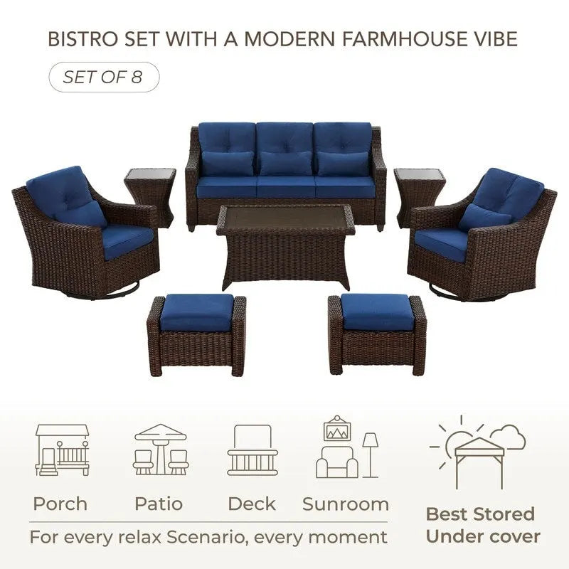 Ensembles de canapés de conversation Murphy 8 pièces en osier pour l'extérieur