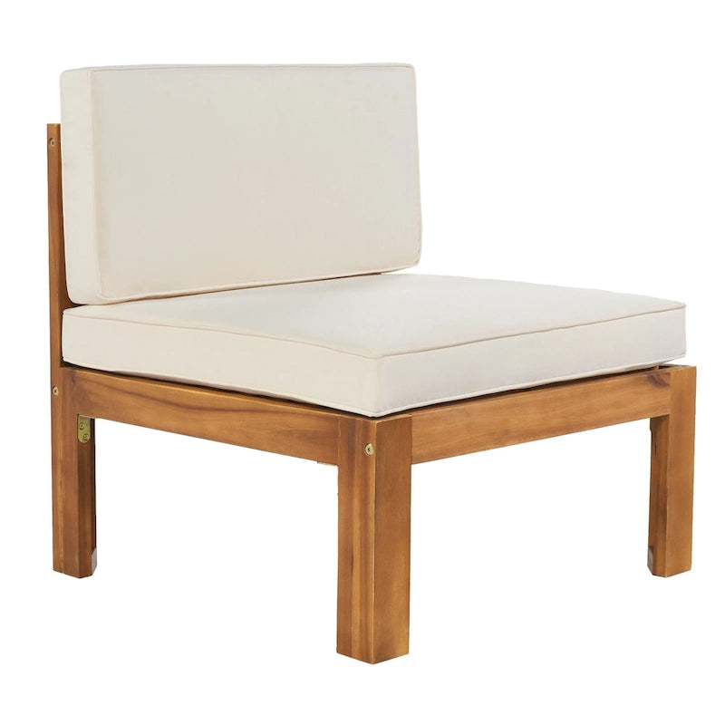 Ensemble de canapés de jardin modulables 5 pièces en bois massif avec table basse et coussins