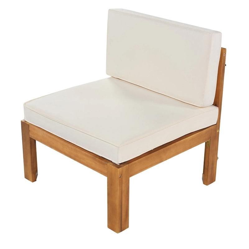 Ensemble de canapés de jardin modulables 5 pièces en bois massif avec table basse et coussins