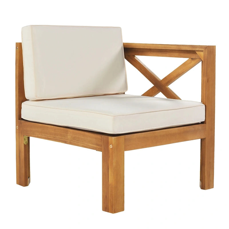 Ensemble de canapés de jardin modulables 5 pièces en bois massif avec table basse et coussins